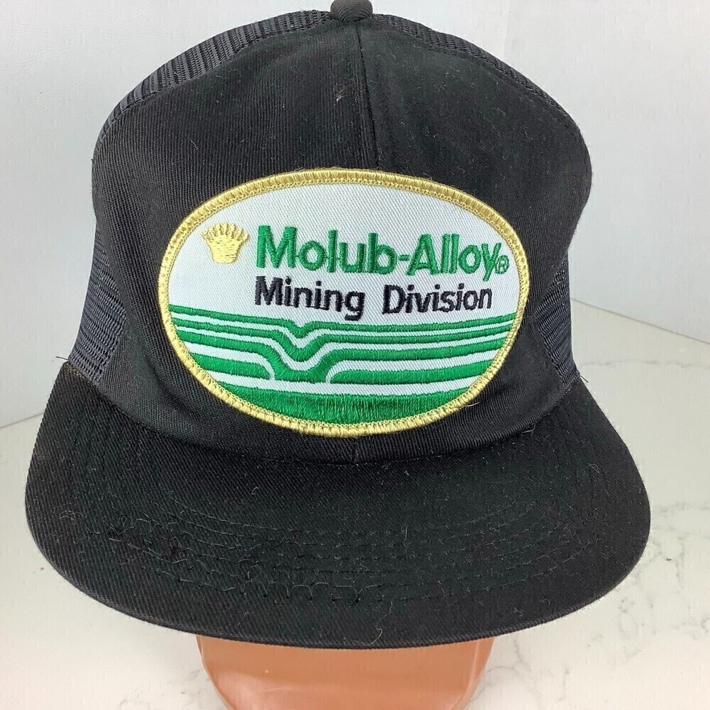 Vintage Molub-Alloy Mining Division Trucker Snapback Hat Black K Brand Made USA